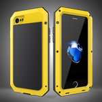 Full-Body Aluminum Metal Cover & Tempered Glass Screen Protector Case for iPhone SE 2020 / 7 - Yellow