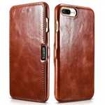 ICARER Vintage Series Genuine Leather Side Magnetic Flip Case for iPhone 7 Plus 5.5 inch - Brown