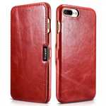 ICARER Vintage Series Genuine Leather Side Magnetic Flip Case for iPhone 7 Plus 5.5 inch - Red
