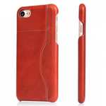 Oil Wax Grain Genuine Leather Back Cover Case With Card Slot For iPhone SE 2020 / 7 4.7 inch - Orange