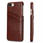 Oil Wax Pu Leather Credit Card Holder Back Case Cover for iPhone 7 Plus 5.5 inch - Brown