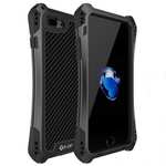 R-JUST Metal Gorilla Glass Shockproof Case Carbon Fiber Cover for iPhone 7 Plus - Black