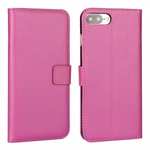 Real Genuine Leather Side Flip Wallet Case Cover for iPhone SE 2020 / 7 4.7 inch - Rose
