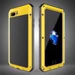 Shockproof Aluminum Metal Cover & Gorilla Glass Screen Protector Case for iPhone 7 Plus - Yellow