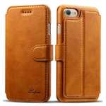 Crazy Horse Leather Flip Wallet Stand Case Cover for iPhone 7 Plus 5.5 Inch - Brown
