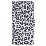 Leopard Skin Leather Folio Stand Wallet Case for iPhone 7 Plus 5.5 inch - White