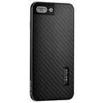 Luxury Aluminum Metal Carbon Fiber Stand Cover Case For iPhone 7 Plus 5.5 inch - Black
