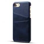 Luxury Leather Coated Plastic Hard Back Case with Card Slots for iPhone 7 Plus 5.5  - Dark Blue