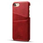 Luxury Leather Coated Plastic Hard Back Case with Card Slots for iPhone 7 Plus 5.5  - Red
