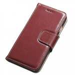 Luxury Real Genuine Cowhide Leather Stand Wallet Case for iPhone SE 2020 / 7 4.7 inch - Wine Red