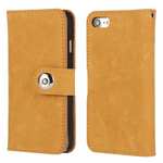 Matte First Layer Cowhide Genuine Leather Wallet Case for iPhone SE 2020 / 7 4.7 inch - Brown