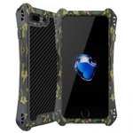 R-JUST Gorilla Glass Shockproof Metal Case Carbon Fiber Cover for iPhone SE 2020 / 7 4.7inch - Camouflage