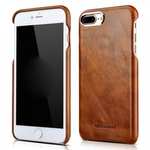ICARER Metal Warrior Oil Wax Real Leather Back Case Cover for iPhone 7 Plus 5.5 inch - Brown