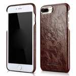 ICARER Metal Warrior Oil Wax Real Leather Back Case Cover for iPhone 7 Plus 5.5 inch - Coffee