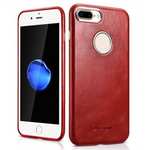 ICARER Vintage Real Genuine Leather Back Case Cover for iPhone 7 Plus 5.5 inch - Red