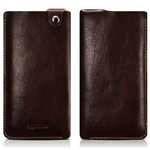 ICARER Vegetable Tanned Leather Straight Leather Pouch for iPhone SE 2020 / 7 4.7inch - Coffee