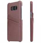 Genuine Leather Back Cover Case with 2 Credit Card ID Slots Holders for Samsung Galaxy S8+ Plus - Brown