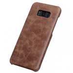 Genuine Leather Matte Back Hard Case Cover for Samsung Galaxy S8 Plus - Coffee