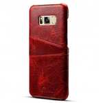 Luxury Genuine Leather Back Case Pouch Card Pocket Cover For Samsung Galaxy S8 - Red