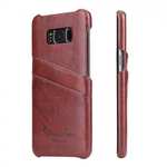 Oil Wax Pu Leather Credit Card Holder Back Case Cover for Samsung Galaxy S8  - Brown