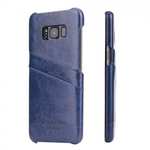 Oil Wax Pu Leather Credit Card Holder Back Case Cover for Samsung Galaxy S8  - Dark Blue