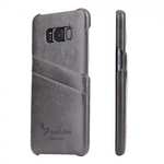 Oil Wax Pu Leather Credit Card Holder Back Case Cover for Samsung Galaxy S8  - Grey