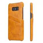 Oil Wax Pu Leather Credit Card Holder Back Case Cover for Samsung Galaxy S8 Plus - Orange