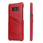 Oil Wax Pu Leather Credit Card Holder Back Case Cover for Samsung Galaxy S8 Plus - Red