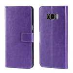 Crazy Horse Pattern PU Leather Wallet Case Protector For Samsung Galaxy S8+ Plus - Purple