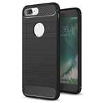Brushed Metal Texture Soft TPU Silicone Carbon Fiber Protective Cover for iPhone 7 Plus - Black