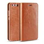 Crazy Horse Genuine Leather Flip Wallet Case for Huawei P10 Plus - Brown