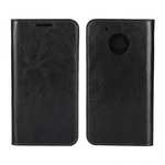 Crazy Horse Genuine Leather Wallet Case Stand For Motorola Moto G5 Plus - Black