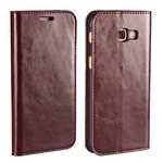 Crazy Horse Genuine Leather Wallet Case with Stand For Samsung Galaxy A5 2017 - Coffee