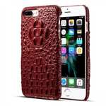 Crocodile Head Pattern Genuine Cowhide Leather Back Cover Case for iPhone 7 Plus 5.5 inch - Red