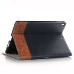 Cross Pattern PU Leather Flip Folio Wallet Card Holders Case for iPad Pro 10.5-inch - Navy Blue
