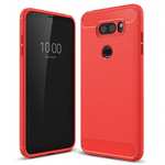 Carbon Fiber Brushed Texture Shockproof Soft TPU Case Cover For LG V30 - Red