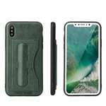 Luxury PU Leather Card Slot Back Case With Kickstand for iPhone X - Green