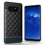 Shock-Absorption Rubber TPU Hybrid Hard Bumper Protective Case for Samsung Galaxy Note 8 - Navy blue