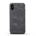 Slim Retro Leather Case Back Cover Skin For iPhone X - Dark Gray