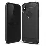 TPU Carbon Fiber Scratch Resilient Shock Absorption Protective Silicone Case for iPhone X - Black