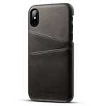 Ultra thin Leather Back Case Slim Card Slot Cover for iPhone X - Black
