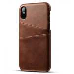 Ultra thin Leather Back Case Slim Card Slot Cover for iPhone X - Coffee