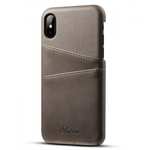 Ultra thin Leather Back Case Slim Card Slot Cover for iPhone X - Grey