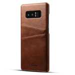 Wallet Credit Card Slots Leather Case Back Cover Skin for Samsung Galaxy Note 8 - Dark Brown