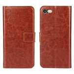 Crazy Horse Magnetic PU Leather Flip Case Inner TPU Cover for iPhone 8 Plus 5.5 inch - Brown