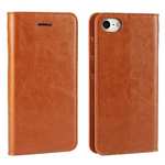 Crazy Horse Real Genuine Leather Wallet Stand Case for iPhone SE 2020 / 8 4.7 inch - Brown