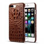 Crocodile Head Pattern Genuine Cowhide Leather Back Cover Case for iPhone 8 Plus 5.5 inch - Brown