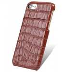 Crocodile Pattern Genuine Real Leather Back Case Cover for iPhone SE 2020 / 8 4.7inch - Brown