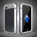 Full-Body Aluminum Metal Cover & Tempered Glass Screen Protector Case for iPhone 8 - Silver