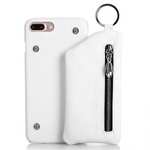 Genuine Leather Dual Zipper Wallet Holder Case Cover For iPhone 8 4.7-inch - White